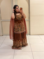 Brown Partywear Designer Dress Set (M–XXL)