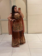 Brown Partywear Designer Dress Set (M–XXL)