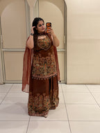 Brown Partywear Designer Dress Set (M–XXL)