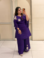 Purple Handwork Designer Dress Set (Free Size till XXL)