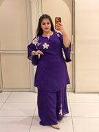 Purple Handwork Designer Dress Set (Free Size till XXL)