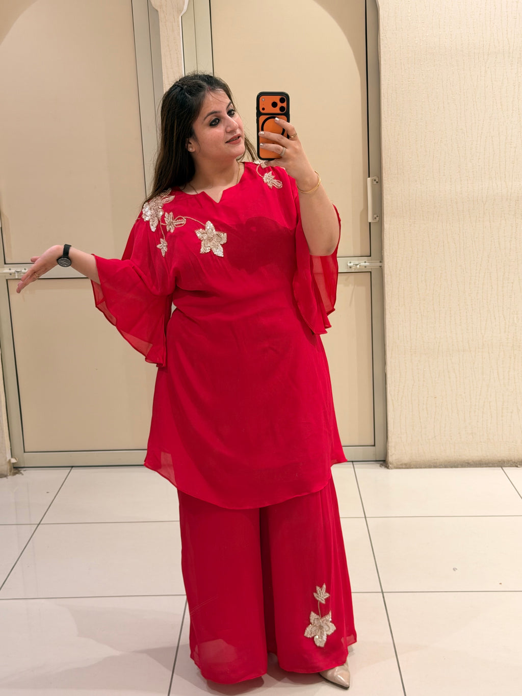 Rani Pink Handwork Partywear Dress (Free Size till XL)