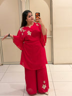 Rani Pink Handwork Partywear Dress (Free Size till XL)