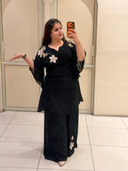 Black Handwork Partywear Dress (Free Size till XL)