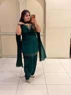 Emerald Green Crepe Farsi Salwar Set