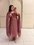 Dusty Rose Pure Mul Party Wear Designer Suit Set