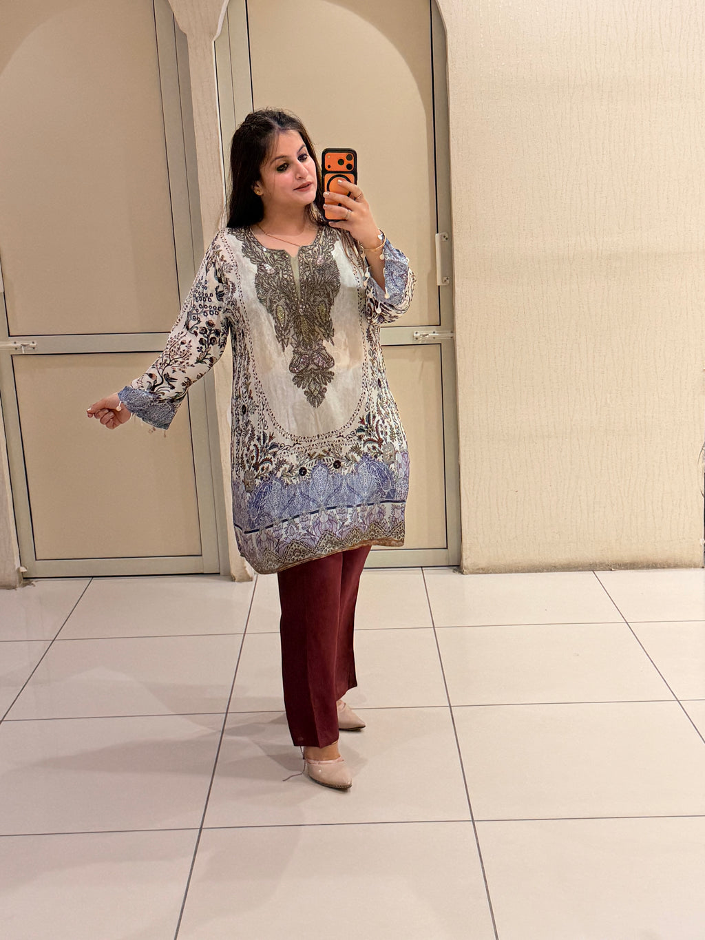 Designer Printed Crepe Two-Piece Co-Ord Set