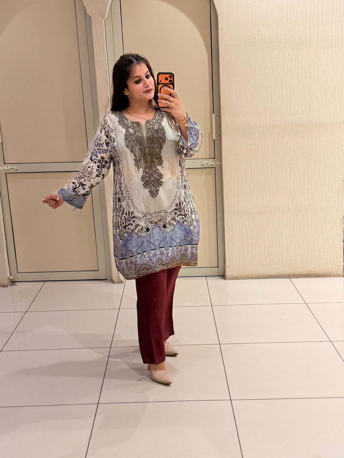 Designer Printed Crepe Two-Piece Co-Ord Set
