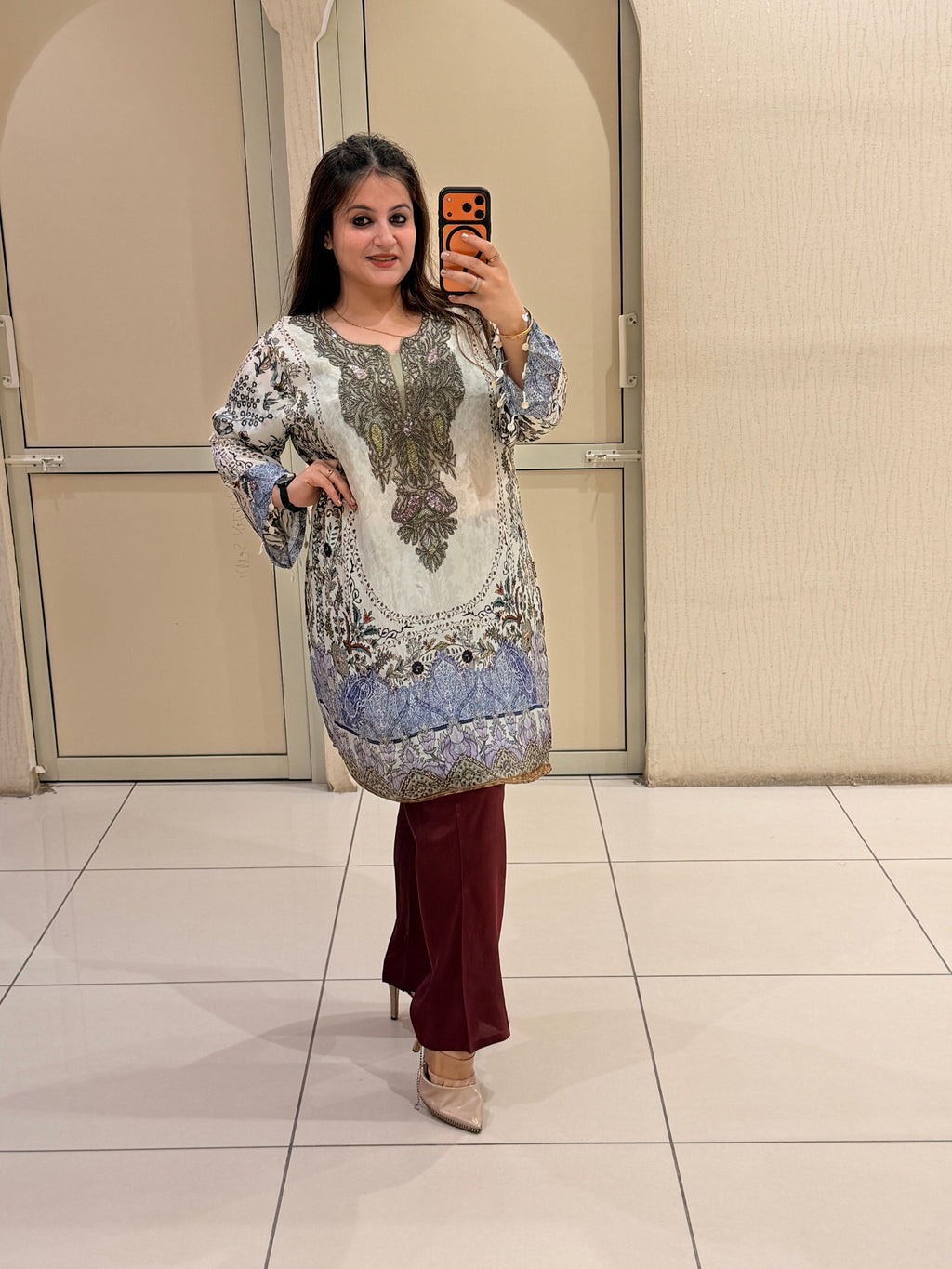 Designer Printed Crepe Two-Piece Co-Ord Set