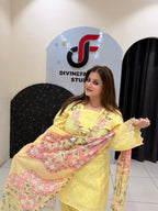 Yellow Pure Cotton Farsi Salwar Suit
