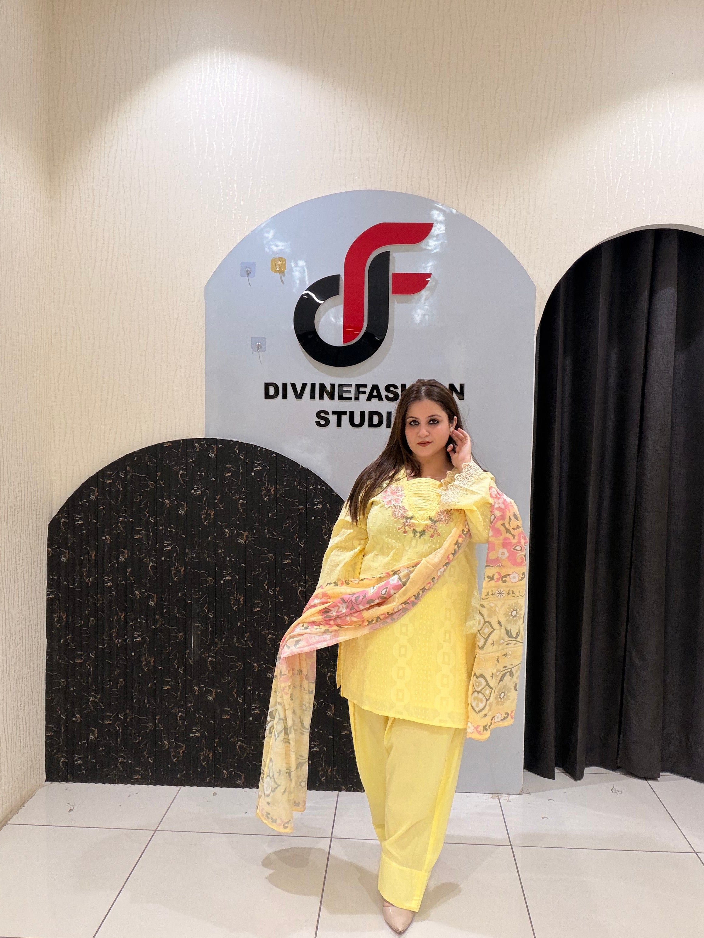 Yellow Pure Cotton Farsi Salwar Suit