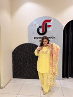 Yellow Pure Cotton Farsi Salwar Suit