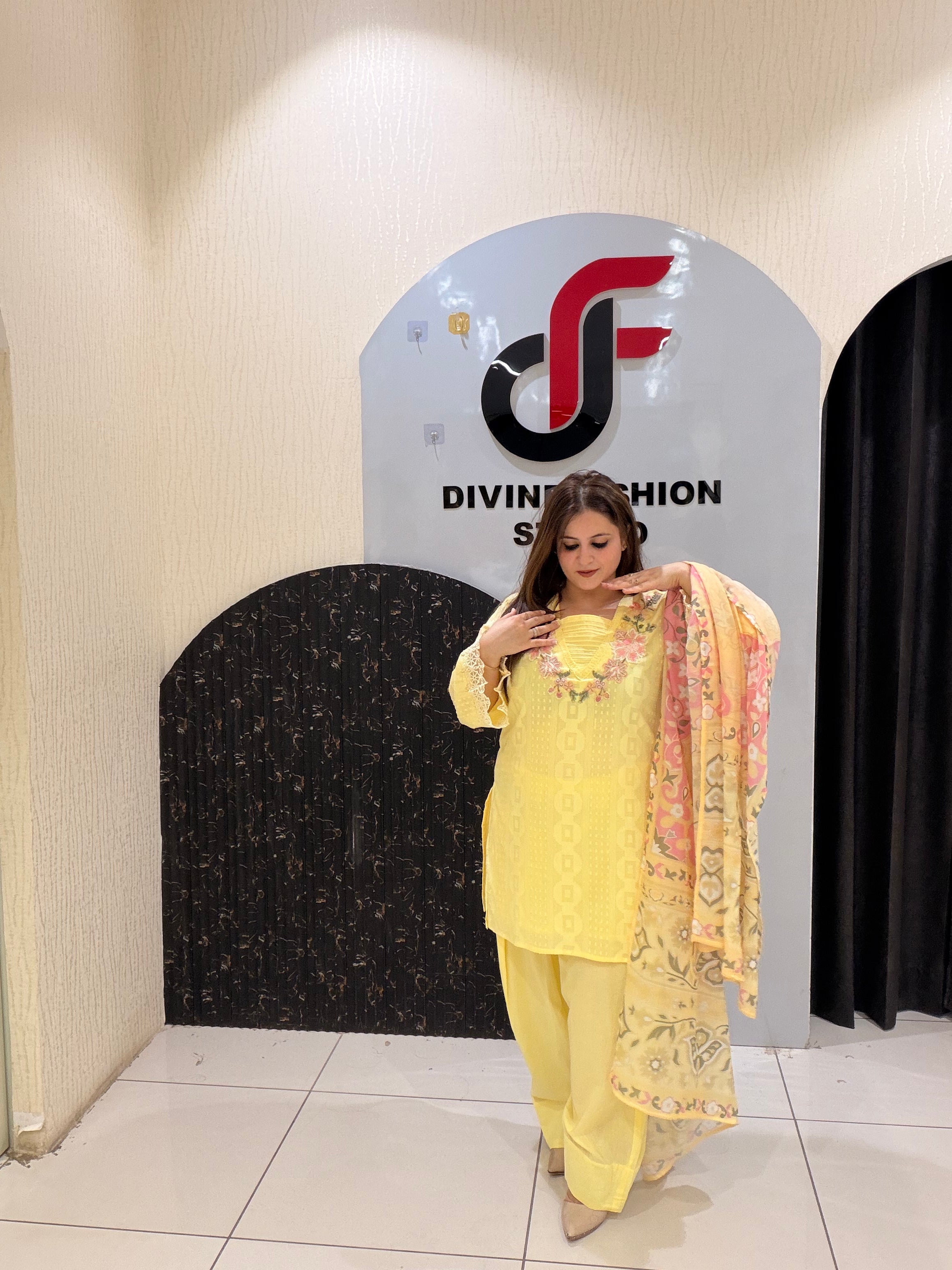 Yellow Pure Cotton Farsi Salwar Suit