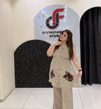 Beige Crepe Co-Ord Set for Women