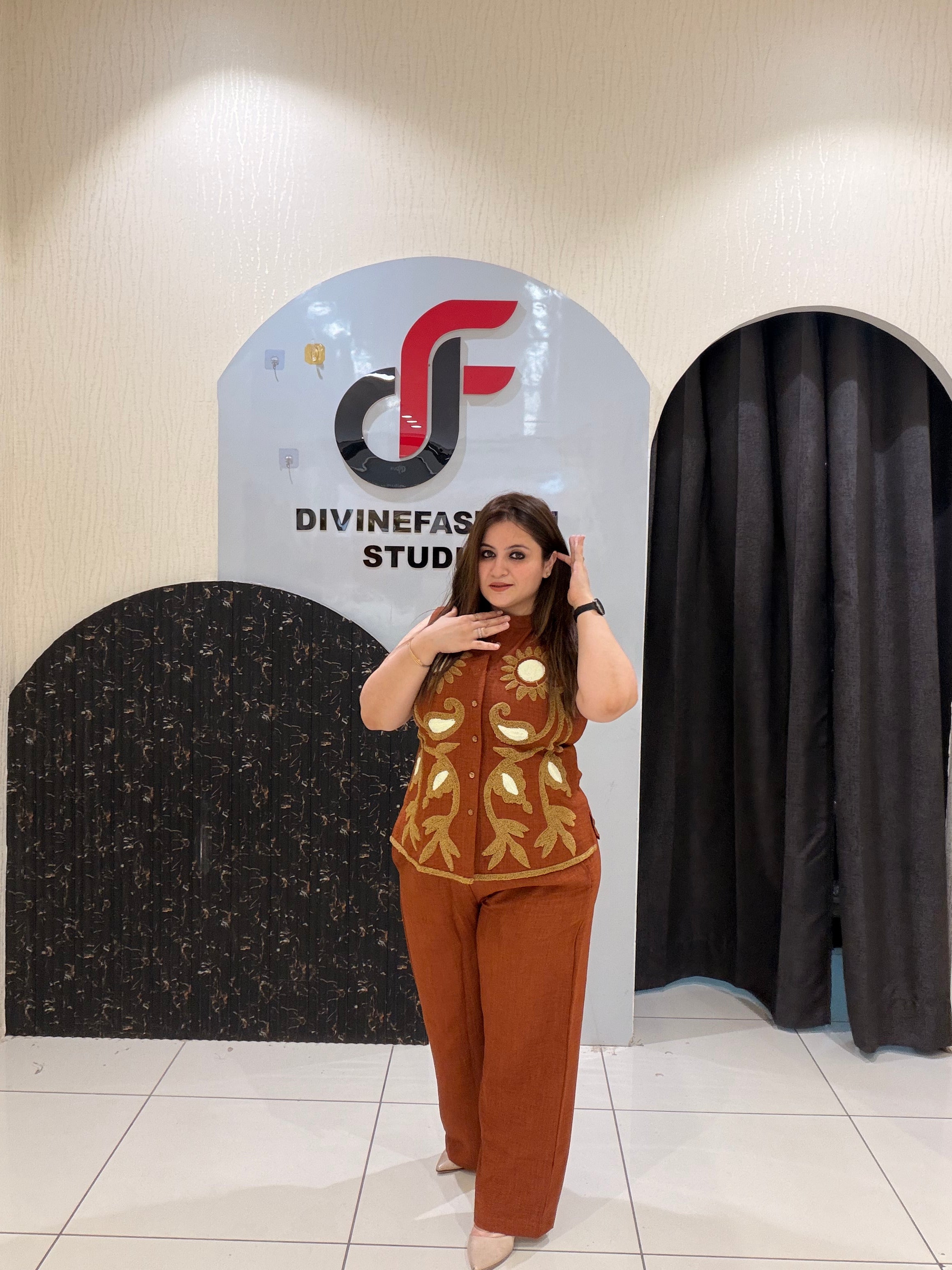 Rust Embroidered Co-Ord Set