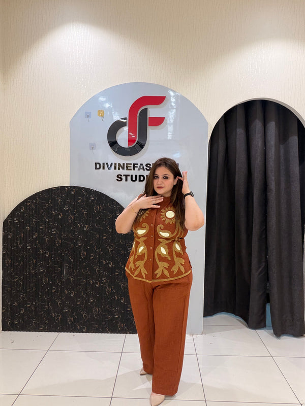 Rust Embroidered Co-Ord Set