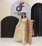 Ivory Party Wear Anarkali Suit Set with Dupatta