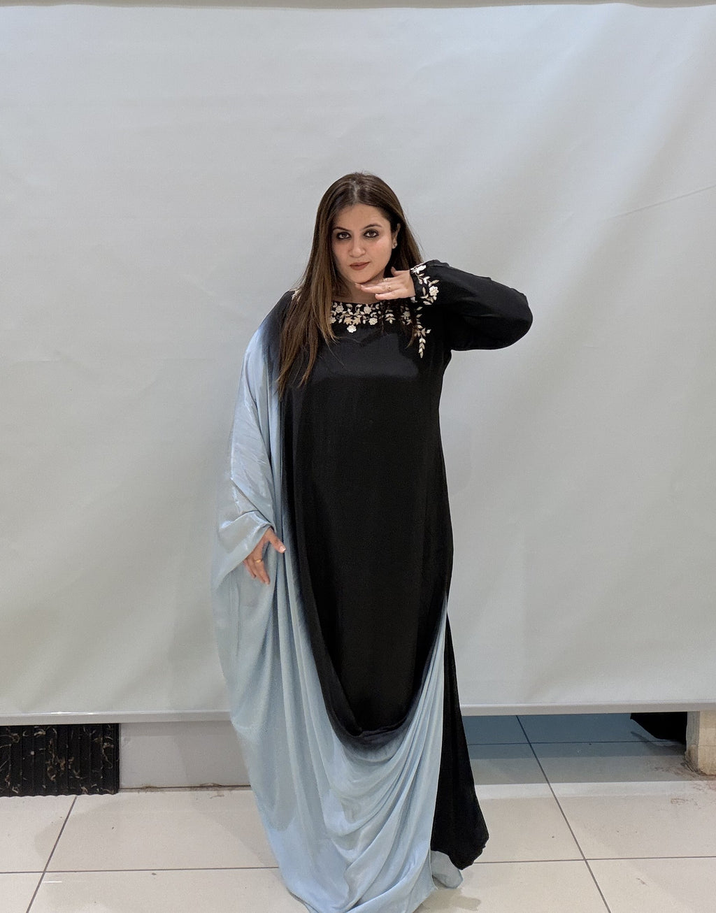 Designer Black & Grey Indo-Western Partywear Dress for Women