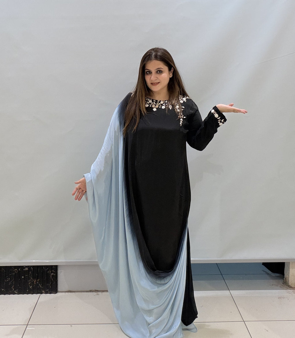 Designer Black & Grey Indo-Western Partywear Dress for Women