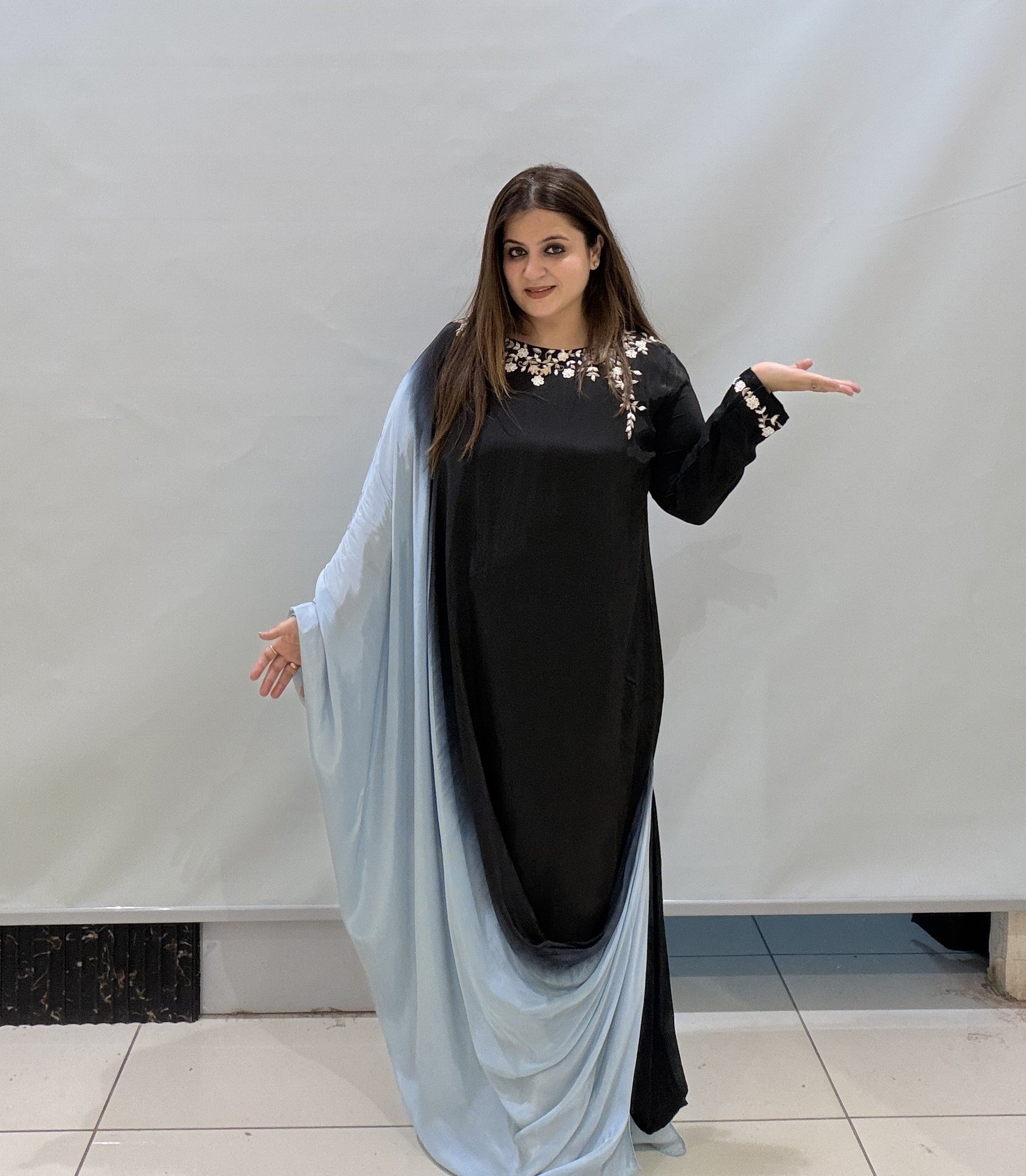 Designer Black & Grey Indo-Western Partywear Dress for Women