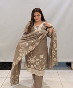 Elegant Taupe Pakistani Embroidered Suit Set