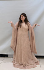 Designer Sequin Partywear Gown with Dupatta – Available in Black & Blush Pink