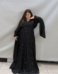 Designer Sequin Partywear Gown with Dupatta – Available in Black & Blush Pink