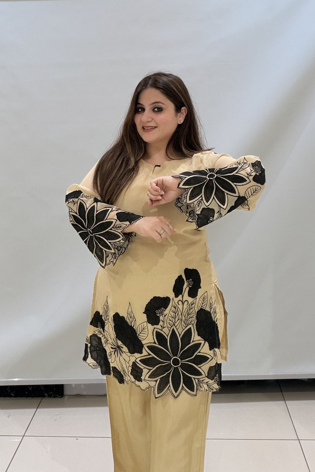 Beige Appliqué Work Co-ord Set