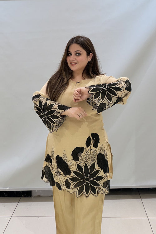 Beige Appliqué Work Co-ord Set