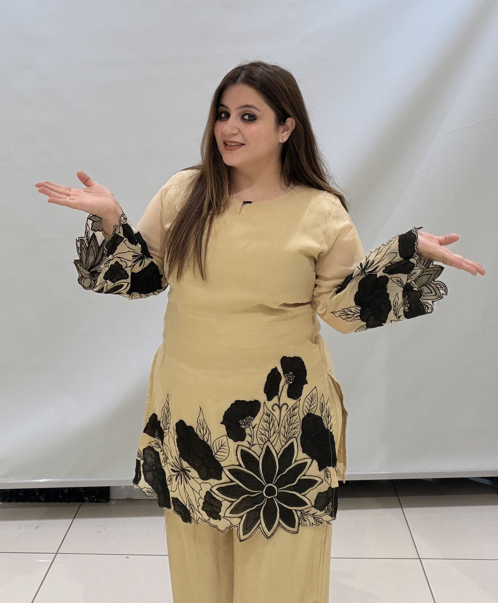 Beige Appliqué Work Co-ord Set