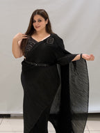 Premium Black Crushed Designer Saree with Embellished Blouse