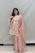Luxury Pink Embroidered Suit with Dupatta