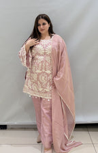 Luxury Pink Embroidered Suit with Dupatta