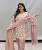 Luxury Pink Embroidered Suit with Dupatta