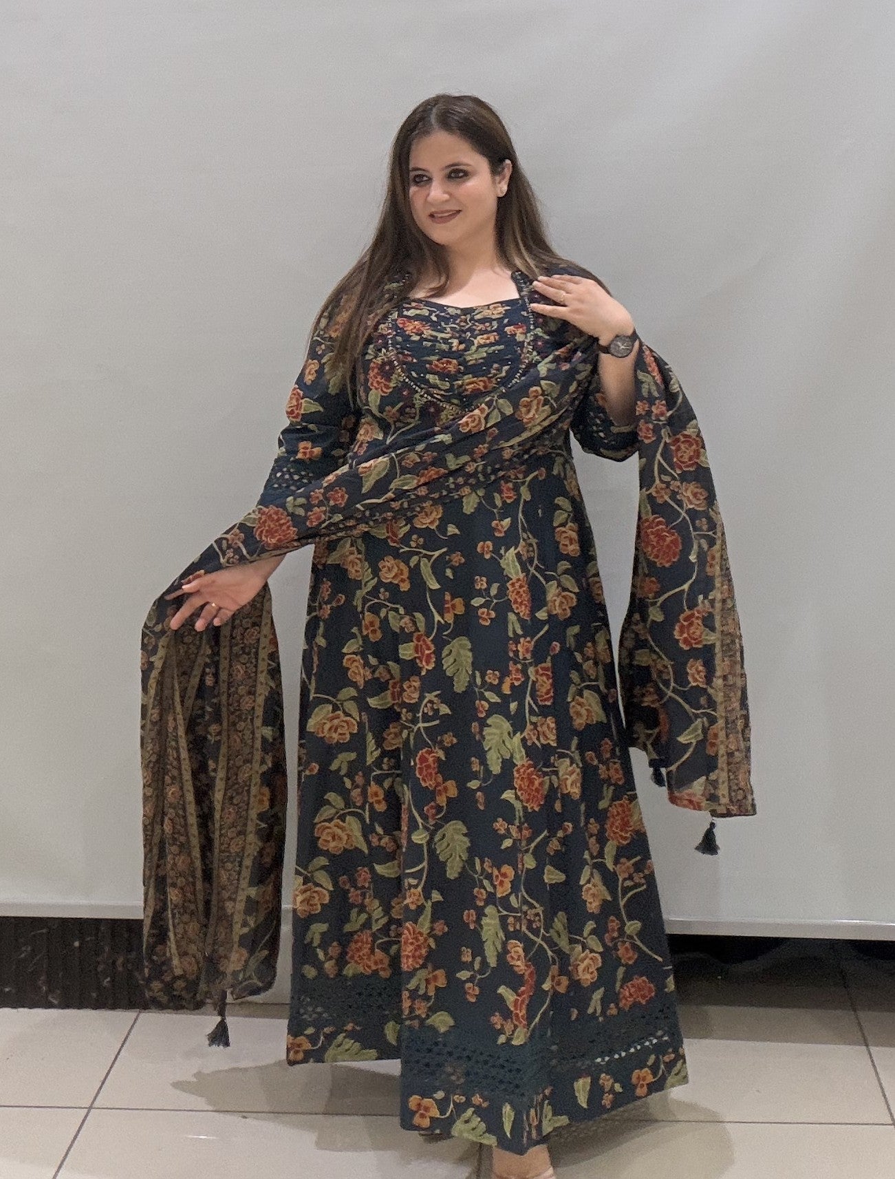 Pure Cotton Floral Printed Suit Set with Dupatta