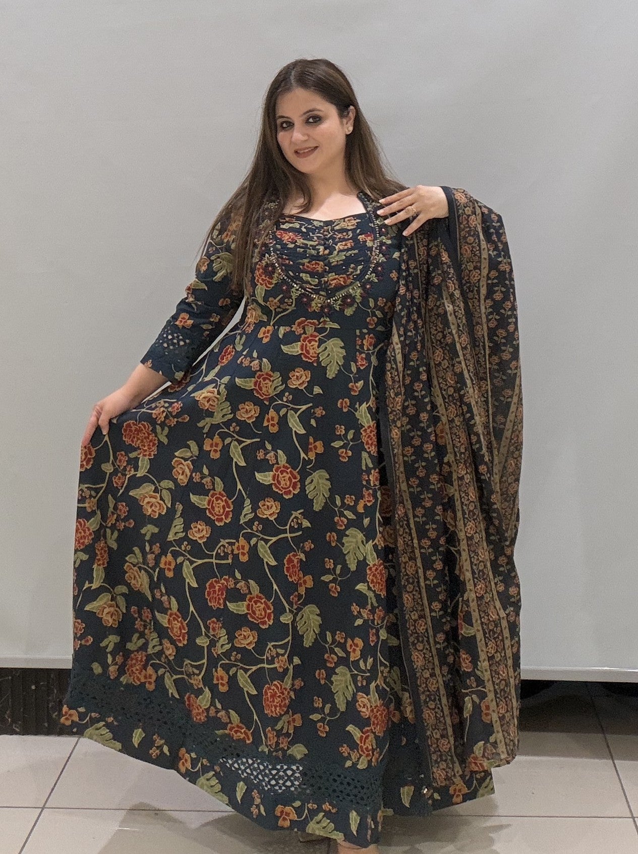 Pure Cotton Floral Printed Suit Set with Dupatta