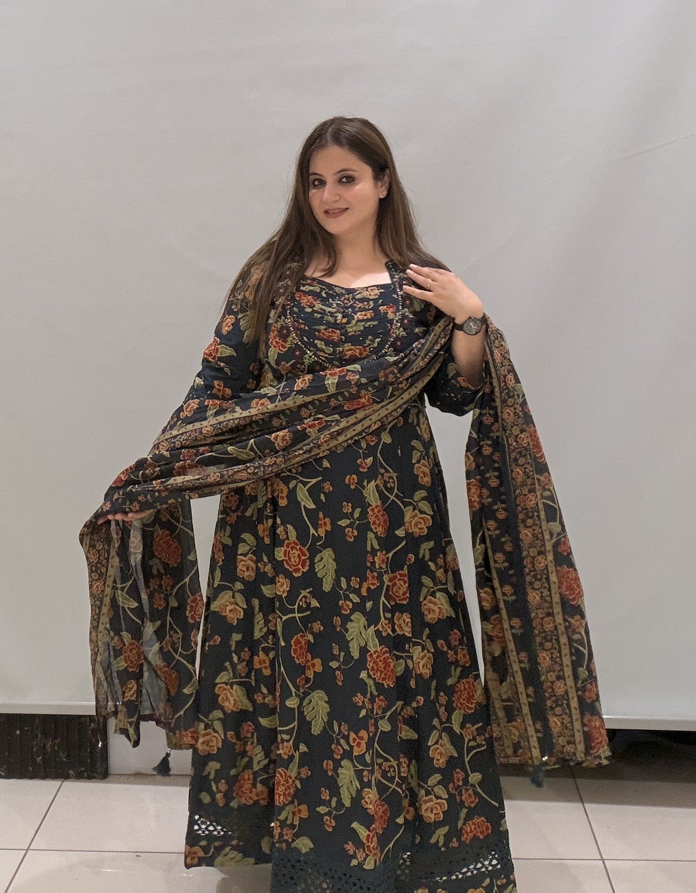 Pure Cotton Floral Printed Suit Set with Dupatta