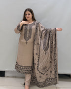 Maslin Printed Suit Set with Dupatta