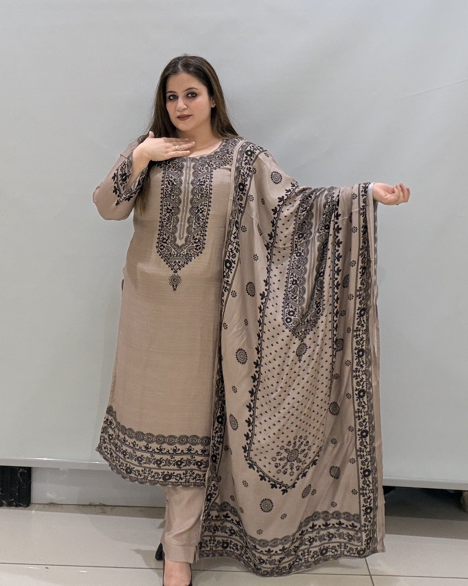 Maslin Printed Suit Set with Dupatta