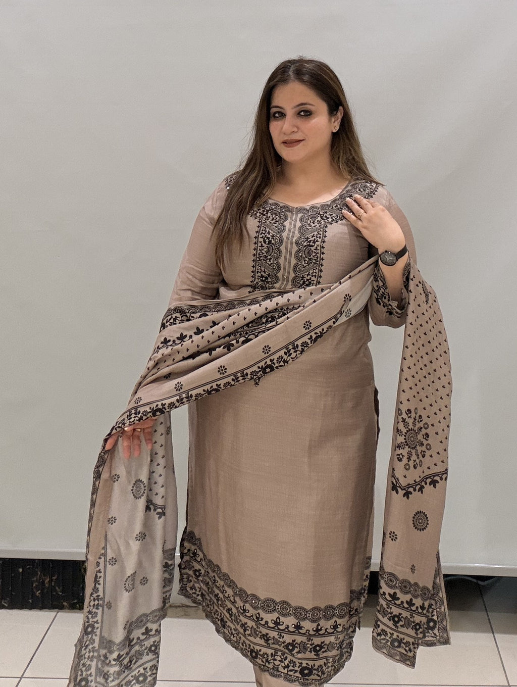 Maslin Printed Suit Set with Dupatta