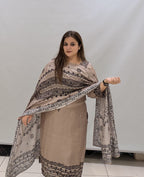 Maslin Printed Suit Set with Dupatta