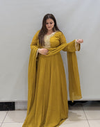 Pure Fabric Handwork Dress- 2 Color Available