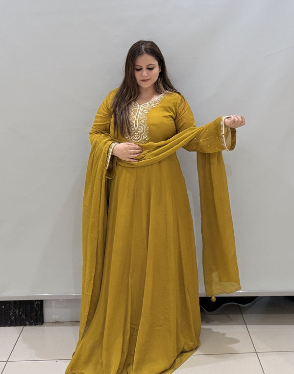 Pure Fabric Handwork Dress- 2 Color Available