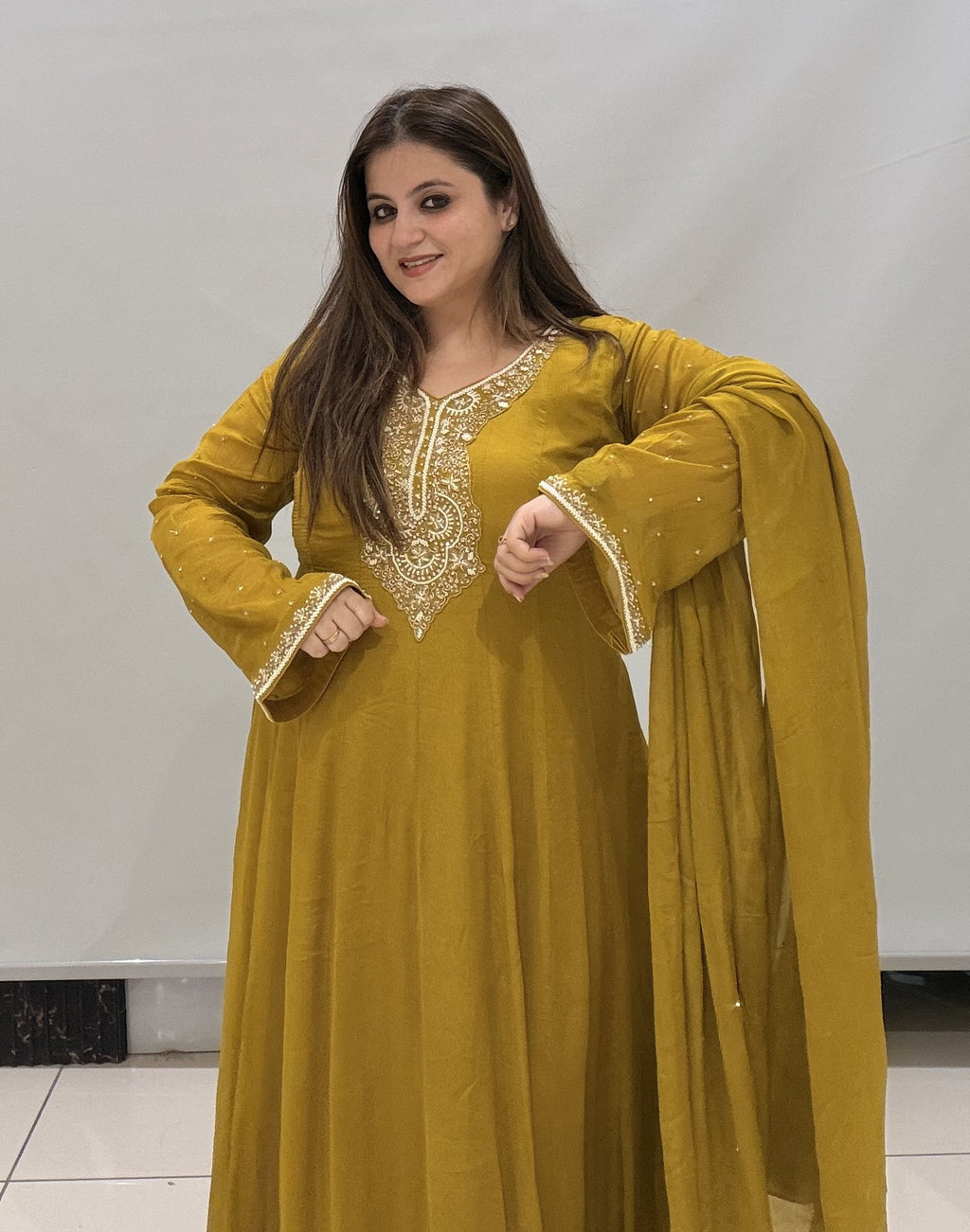 Pure Fabric Handwork Dress- 2 Color Available