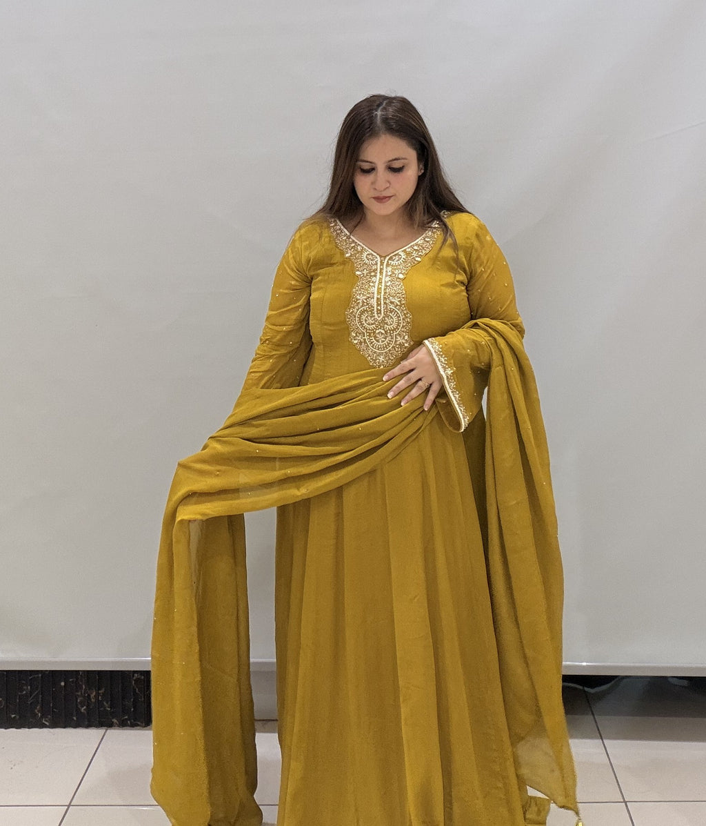 Pure Fabric Handwork Dress- 2 Color Available