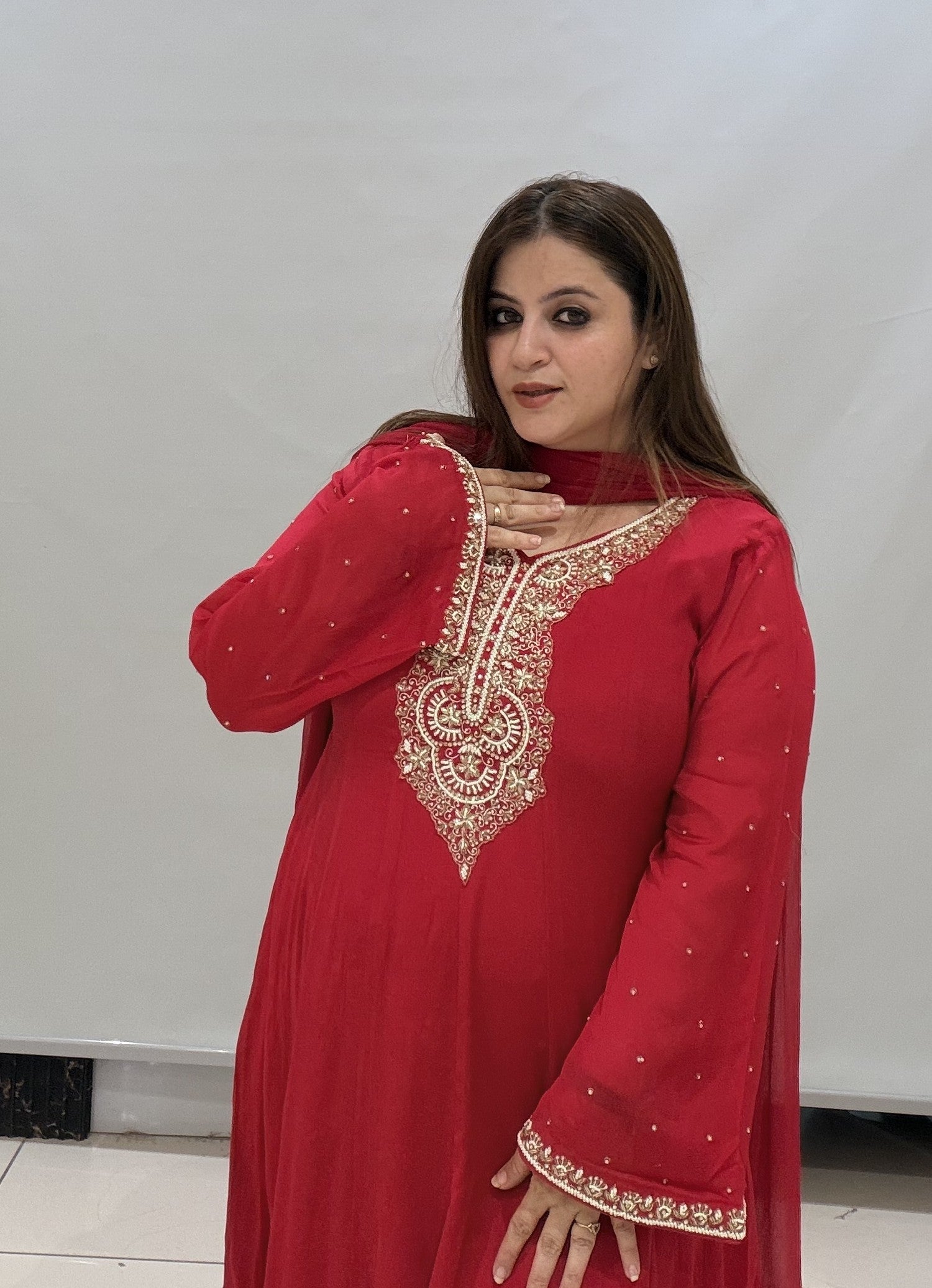 Pure Fabric Handwork Dress- 2 Color Available