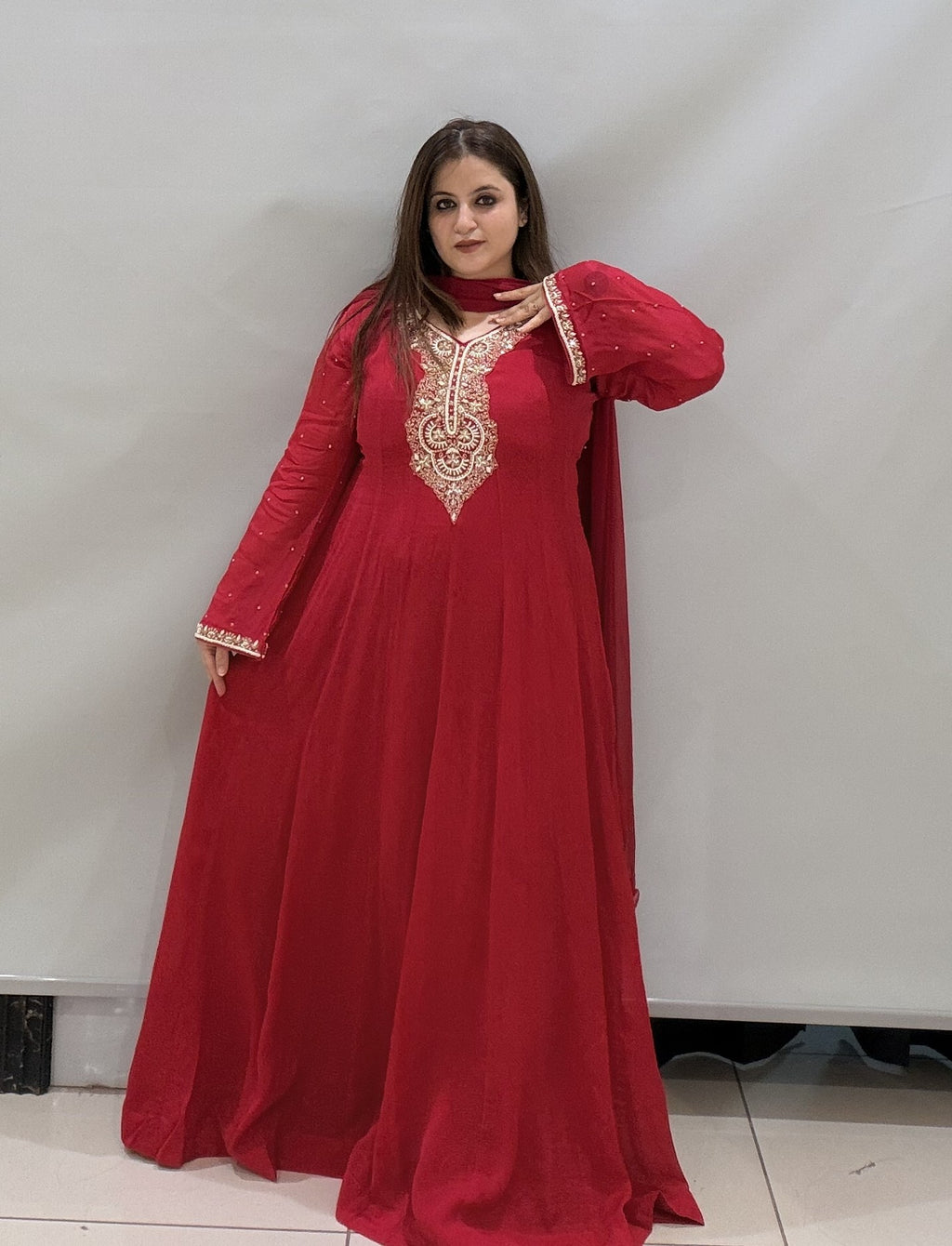 Pure Fabric Handwork Dress- 2 Color Available
