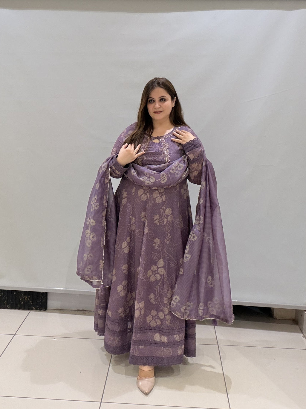 Premium Cotton Anarkali Suit Set with Printed Dupatta