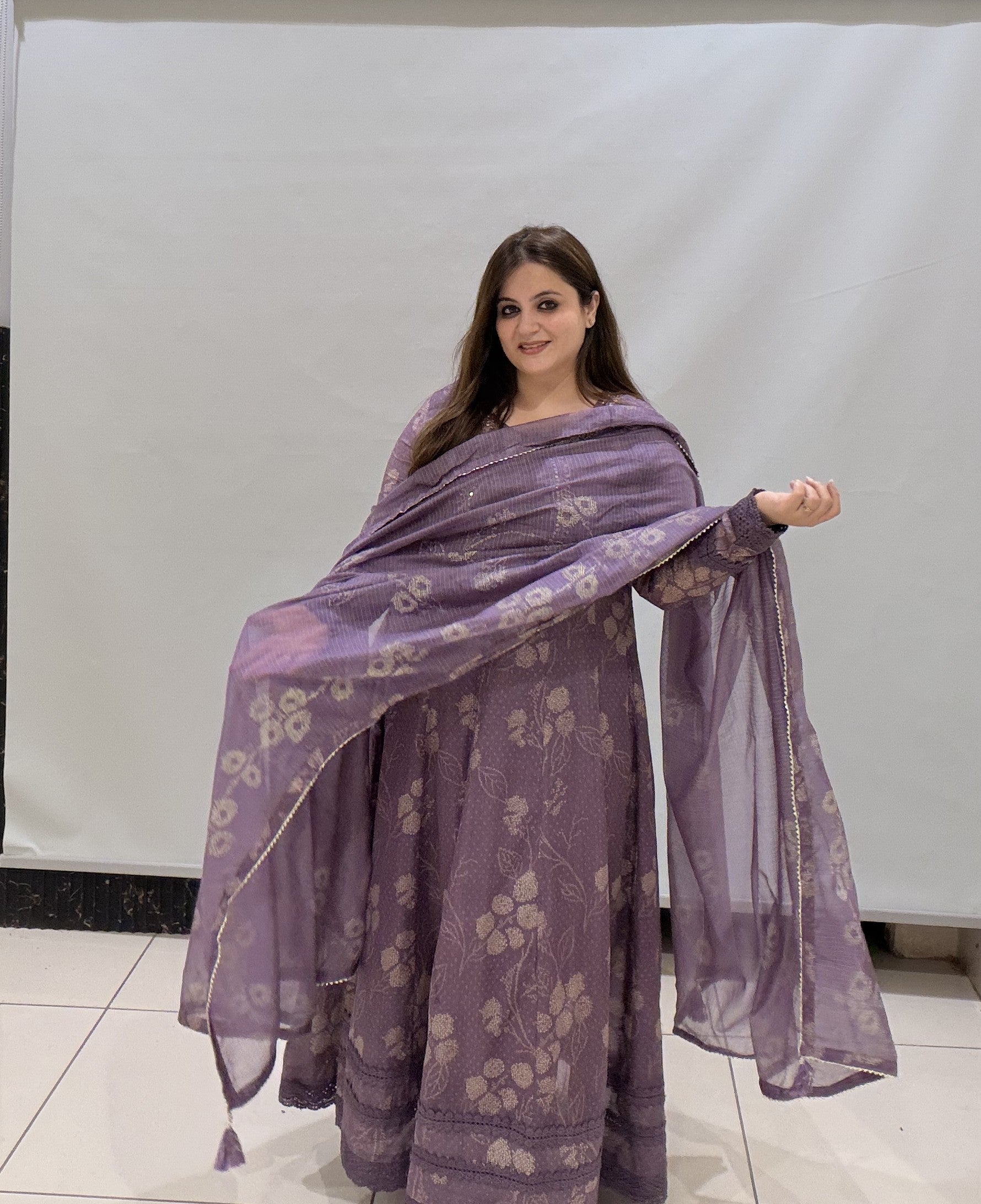 Premium Cotton Anarkali Suit Set with Printed Dupatta