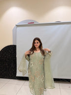 Pastel Green Tissue Handwork Suit